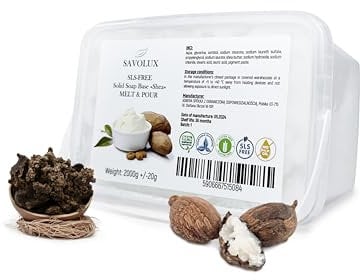 SAVOLUX Rohseife Sheabutter Seifenbasis – Glycerinseife Rohseife zum Gießen/Seife Selber Machen mit Seifenblock/Seifenbasis für die Rohseife Herstellung von funkelnden Seifen
