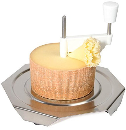 TETE DE MOINE KOMPLETT-Set Profi FLEUROLLE Edelstahl KÄSEHOBEL Choc O ROLLES/Roulette - SPÜLMASCHINENFEST + HAUBE + KÄSE (Classic-halber Laib)