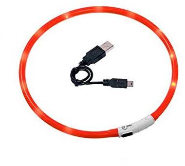 Karlie Flamingo Visio Light LED-Schlauch Halsband für Katzen, 3.5 mm x 55 cm, rot
