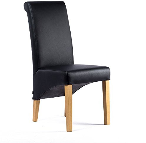 SIX® Lederstuhl Felice Leder Schwarz Stuhlbeine Eiche Lederstühle Stuhl Stühle