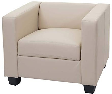 Mendler Sessel Loungesessel Lille - Leder, Creme