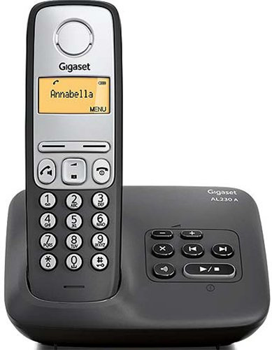 Gigaset AL 230 A Telefono Cordless, Funzione Vivavoce, Sveglia, Mute, Nero [Italia]