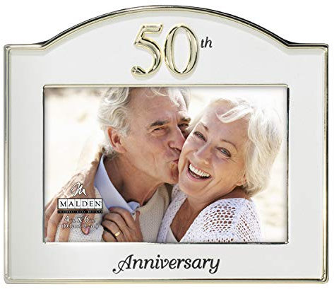 Malden International Designs Cornice portafoto Bicolore per 50° Anniversario di Matrimonio, 10 x 15 cm, Oro/Argento