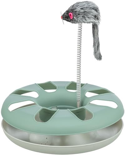 TRIXIE Crazy Circle Katzenspielzeug - mit Plüschmaus auf Spiralfeder - Spielball - ø 24 × 29 cm - 4135
