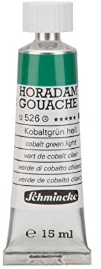Schmincke - Horadam Gouache, Kobaltgrün hell, 15 ml-Tube, 12 526 006, feinste Gouache, natürliche Deckkraft, höchst pigmentiert, farbintensiv und matt
