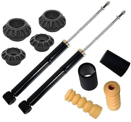 BESTPRICE 2x Gasdruck Stoßdämpfer Hinten Federbein Zweirohr inkl. Domlager und Staubschutzkappen, Kompatibel mit VW POLO (6N2), POLO 3 (6N1)