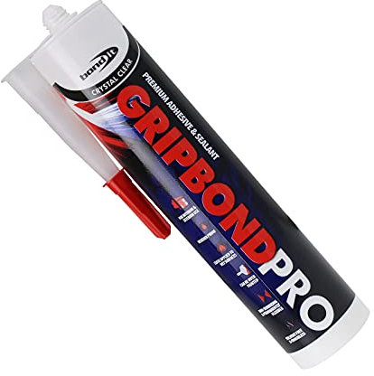 1 x Crystal Clear GB Pro Builders Silicone Adhesive & Sealant - Super Strong Glass Wood UPVC Steel Silicone free sealent