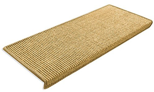 casa pura Sisal Floor Runner (Natural, 15 Stair Treads, 23.5 x 65 cm, Rectangle) Hallway Runner Natural Fibre Rug Carpet Flooring Area Rug Sylt Collection, Non-slip Back Rug