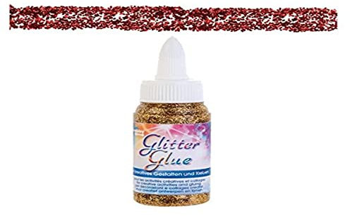 Glorex Glitter Glue Bottiglia 60 ML dosierver chluss, Glitter, Rosso, 3,4 x 3,4 x 10,4 cm