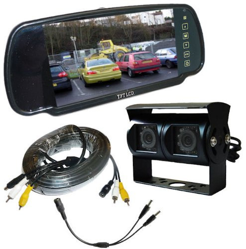 Sniper Automotive Motorhome Twin Camera Rear View Reversing Kit with Mirror Monitor (black camera)