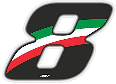 4R Quattroerre.it - 13168 - Numero Gara 8 Adesivo per Moto, Bianco, 6,5 x 8,5 cm
