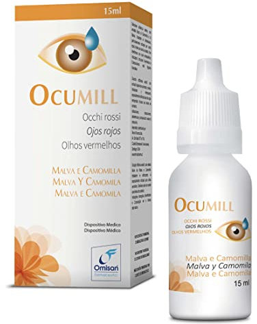 Ocumill 3 in 1 - Rinfresca, idrata e dona sollievo agli occhi rossi. Gocce oculari con estratti naturali di Camomilla e Malva - 15 ml
