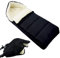 BAMBINIWELT KOMBI-ANGEBOT Muff + Winterfußsack 108cm - aus Lammwolle für Kinderwagen, Buggy, Radanhänger - WOLLE - LINIERT - SCHWARZ
