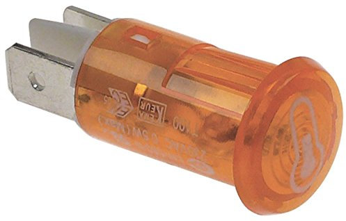 Bartscher Signallampe für Imbiss II, Imbiss I, A150674, A150671 gelb ø 12mm 230V Anschluss Flachstecker 6,3mm Symbol Thermometer