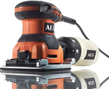 AEG - Ponceuse vibrante 260 W, 1/4 de feuille, 3 abrasifs, patin caoutchouc, sac à poussière, plateau triangulaire - FDS140