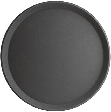 Olympia Kristallon Fibreglass Non-Slip Tray - Round - 406(Dia) mm / 16 inch, Black, Slip-Resistant Surface, Large Waiter's Tray, Stackable, J847