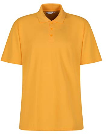 Trutex Kids Sunflower Yellow Plain School Polo Shirts – Short Sleeve Cotton-Rich Unisex PE Kit Polos for Boys and Girls – Ages 15-16