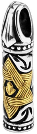 BlackAmazement Anhänger Edelstahl Kreuz Davidstern Patrone Bullet Biker Lederband Halskette (Davidsternsymbol ohne Lederkette)