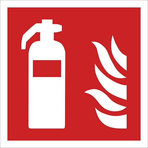 Aufkleber Feuerlöscher Brandschutzzeichen nachleuchtend 400 x 400 mm | Bedruckte nachleuchtende Folie, selbstklebend, langnachleuchtend nach ASR A1.3, Made in Germany