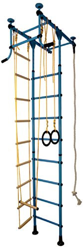 NiroSport Espalier de Gym M1 Bleu, Hauteur sous Plafond 240-290 cm espaliers Mur d'escalade Espalier Suédois Equipements Sportifs en Acier Inoxydable Espalier Monter Dessus