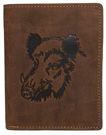 Greenburry/Lefox 1 G701 Wild Boar Geldbörse Leder für Jagdliebhaber 25 braun