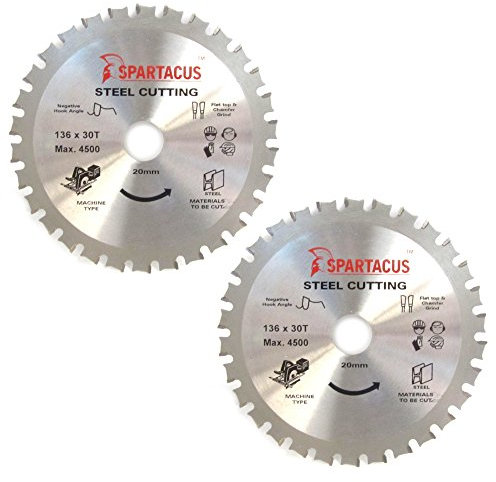 2X Spartacus 136mm Diameter x 30 Teeth x 20 Bore Steel Metal Cutting Circular Saw Blade