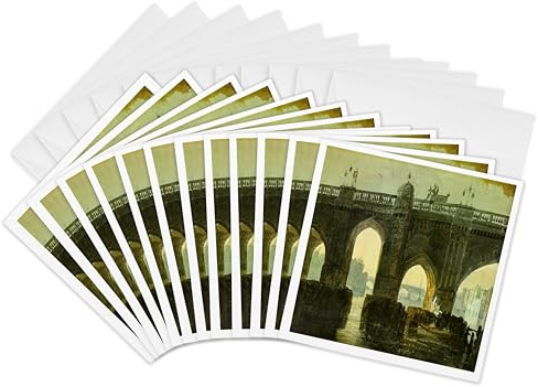 3dRose Painter William Turner 1851 Old London Bridge - Greeting Cards, 6 x 6, Set of 12 (gc_150972_2)