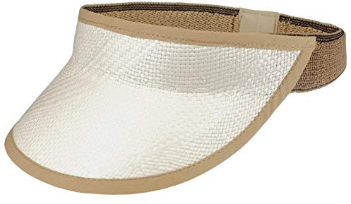 LIERYS Strandvisor Panama Damen Herren Cap Handverarbeitet Packable Made in Ecuador Flauschiges Stretchband Visor Frühjahr Sommer Dunkelbeige One Size