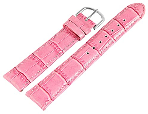 Excellanc-Uhrenarmband Ersatz Echt Leder Stegbreite 12-20 mm Dornschließe (Stegbreite: 18 mm, pink)