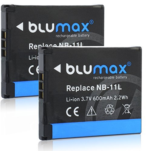 2x Blumax NB-11L Akku kompatibel mit Ixus 170 / Ixus 165 / Ixus 160 / SX410 / Ixus 275 / SX400 IS / SX410 IS / SX420 IS / A4000 / A3400 / A3500 / A2600 / A2400 / A2500 / A2300 / Ixus 265 / Ixus 145 / Ixus 150 / SX400 / Ixus 155 / Ixus 140 / Ixus 135 / Ixu