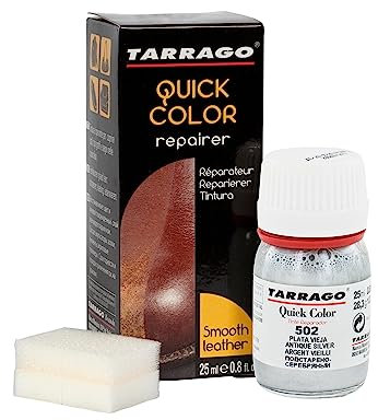 Tarrago | Quick Color 25 ml | Tinte Reparador para Cuero (Plata Vieja 502)