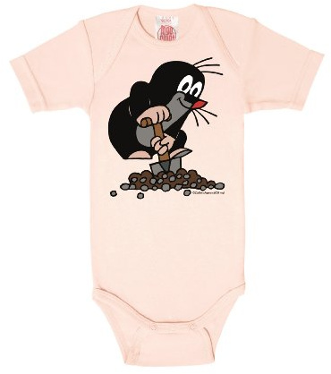 Logoshirt® Der kleine Maulwurf I Hügel I Baby-Body Kurzarm - Motiv I Hellrosa I Lizenziertes Originaldesign I Größe 74/80