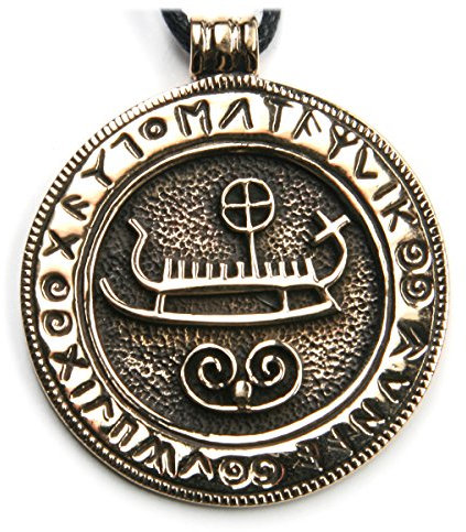 Drachensilber Wikinger Schmuck Kette Wikingerschiff Runen Anhänger aus Bronze inkl. Band Boot Mittelalter Kettenanhänger