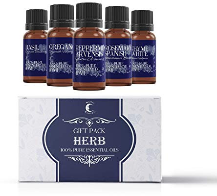 Mystic Moments Olio Essenziale Starter Kit - Oli di Erbe - 5 x 10ml - 100% Puro
