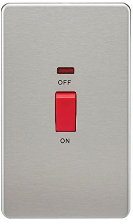 Knightsbridge SF8332NBC Screwless 45 A 2-Gang DP Switch, Brushed Chrome with Neon