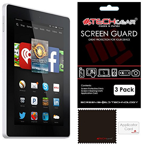 TECHGEAR [Pack of 3] Screen Protectors for Amazon Fire HD 7/7 inch (2014 Edition / 4th Gen / HD7) - Premium Clear Lcd Screen Protector Covers (Not For Older Generation Amazon Tablets!)