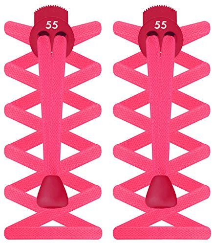 55 Sport FLAT Elastic Lock Shoelaces (Neon Pink)