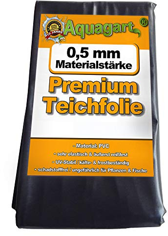 Högkvalitativ PVC-dammfölj 0,5 mm tjocklek I Fisk- och växtvänlig, UV- och väderbeständig I Dammfölj för simdamm och trädgårdsdamm I Aquagart trädgårds- och dammtillbehör (6 m lång, svart 6 m bred)