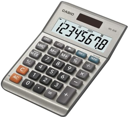 Casio MS-80B Calculator – Desktop Calculator with Tax & Currency Tools | General Purpose | Large Display | Ideal for Home, Office & Everyday Math