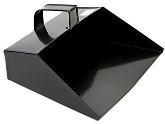 COTTAM Heavy Duty Large Metal Dustpan (Black) With Handle - Hooded Dust Pan/Dust Collector Suitable For Cleaning Tasks at Home, Workshop & Garden