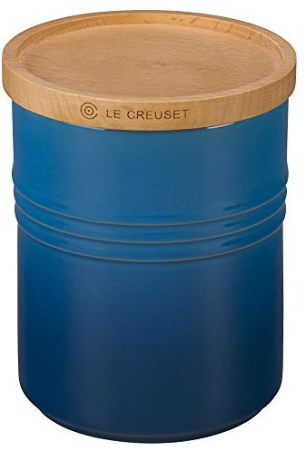 LE CREUSET Stoneware Canister with Wood Lid, 2.5 qt. (5.5 diameter), Marseille