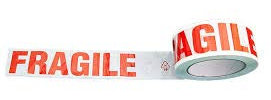1 Rouleau de ruban adhésif avec inscription FRAGILE 66 m x 50 mm