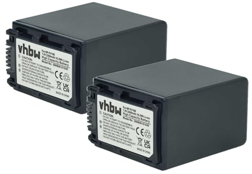 2 x vhbw Battery Set 2200mAh for Camcorder Camera Sony Handycam HDR-CX280E, HDR-CX320E, HDR-PJ320VE, HDR-PJ420VE, HDR-PJ650VE, HDR-PJ780VE