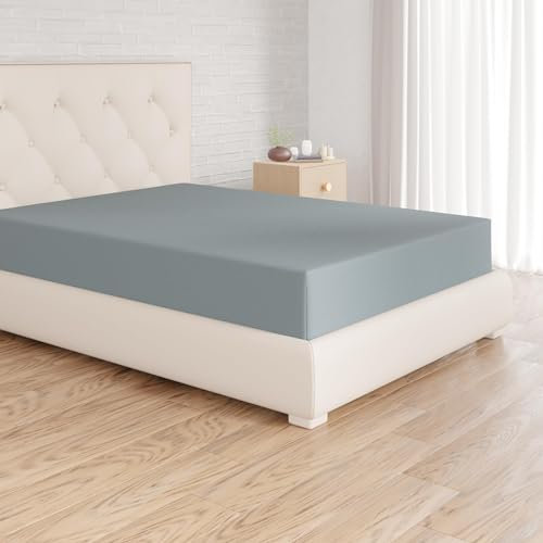 Amazon Basics Drap Housse, 160 x 200 x 30 cm, en Polyester Microfibre pour Matelas Épais jusqu'à 30 cm, Bleu Spa