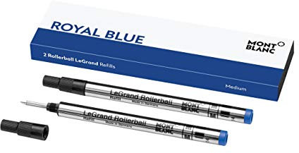 MONTBLANC Tintenroller Minen Royal Blue 105165 – Blaue Ersatzmine für Meisterstück LeGrand Mittel – 2 x Refill Rollerball M