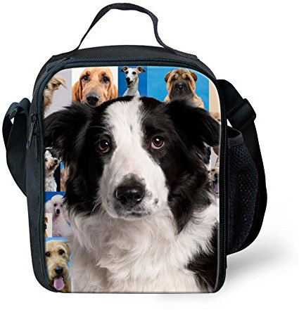 HUGSIDEA Lovely Pet Dog Border Collie Kids Lunch Bag Thermal Food Cooler Bags