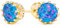 Schillernde Krone Einstellung Erstellt Blau Schwarz Opal Solitär Krone Ohrstecker 14K Vergoldet .925 Sterling Silber Schillernde 6Mm Oktober Birthstone