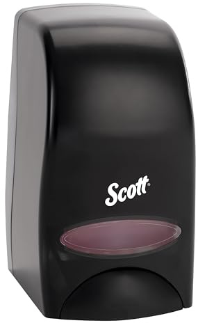 Scott Professional Essential High Capacity Manual Soap and Hand Sanitizer Dispenser (92145), 1.0 L Capacity, Black, Wall Mounted, Commercial Grade, 4.85 x 8.36 x 5.43 (Qty 1)