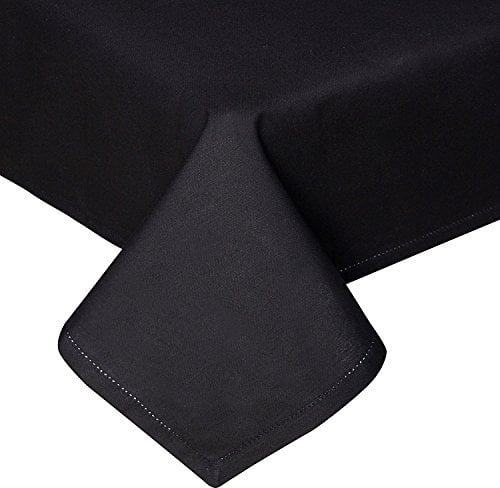 Homescapes Schwarze Tischdecke mit Hohlsaum aus 100% Baumwolle 137x228 cm, Tischtuch rechteckig, waschbar & pflegeleicht