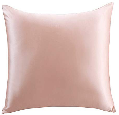 LULUSILK 100% Seide Kissenbezug Haar- und Hautpflege Kissenhülle knitterarm 1 Stück Kissenbezug Seide 80x80cm Pfirsichrosa